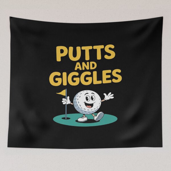 Item preview, Putts and Giggles  Golf Pun Cartoon Graphic designed and sold by TechnicalSara.