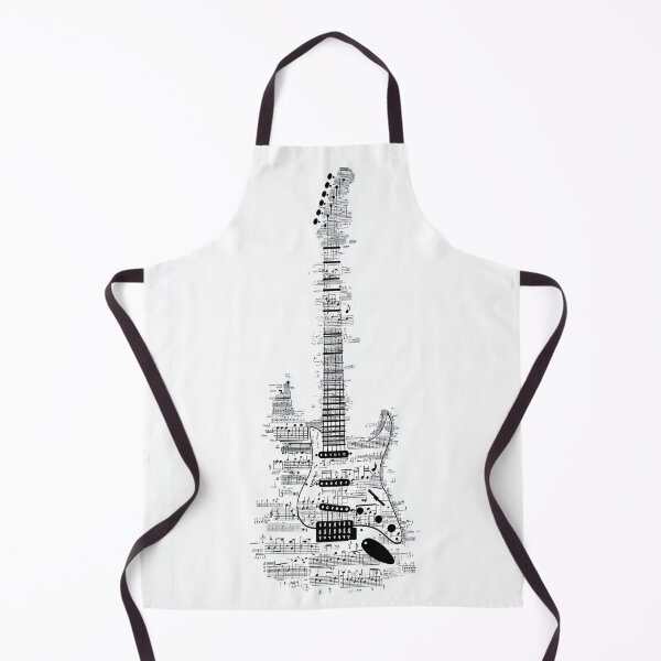 Item preview, Minimalist Electric Guitar Silhouette Made of Sheet Music – Black and White Music Art designed and sold by ArgentoArt.