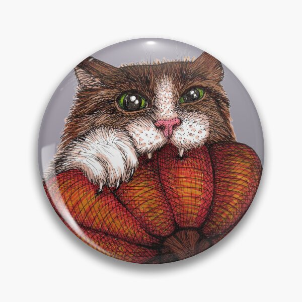 Item preview, Cranky Kitty Cat Biting a Pumpkin designed and sold by GDiEDesigns.