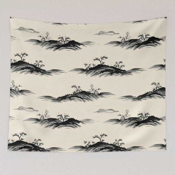 Item preview, Sumi Ink Landscape Brush Pattern designed and sold by Kaleidoscope Print.