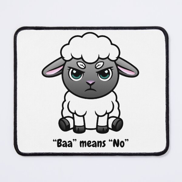 Item preview, "Baa" means "No" designed and sold by Wildly Uncivilised.