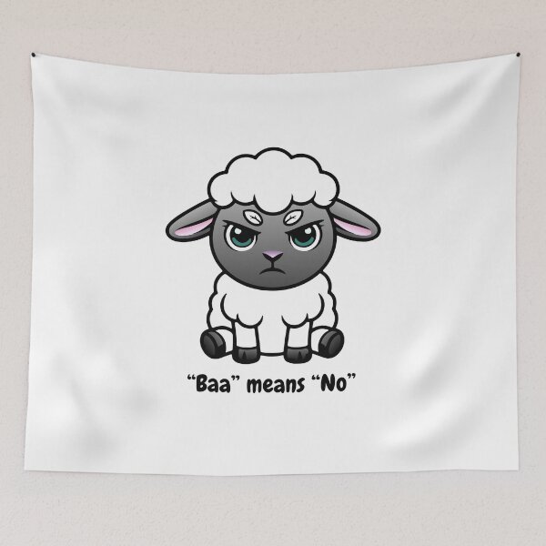 Item preview, "Baa" means "No" designed and sold by Wildly Uncivilised.