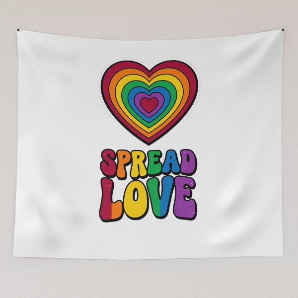 Item preview, Spread Love Retro Rainbow Heart T-Shirt designed and sold by Quillway.