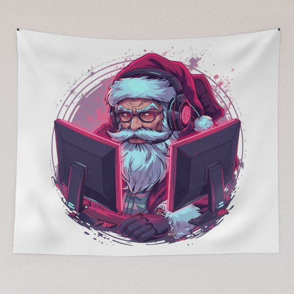 Item preview, Cyberpunk Gamer Santa — RGB Neon Christmas Mascot designed and sold by SoulenCify.
