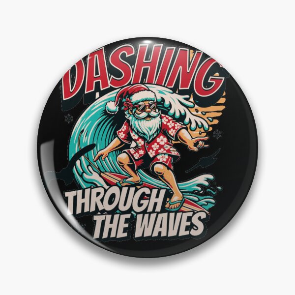 Item preview, DASHING THROUGH THE WAVES Surfing Santa Tropical Christmas Graphic Tee designed and sold by GenZFashion000.