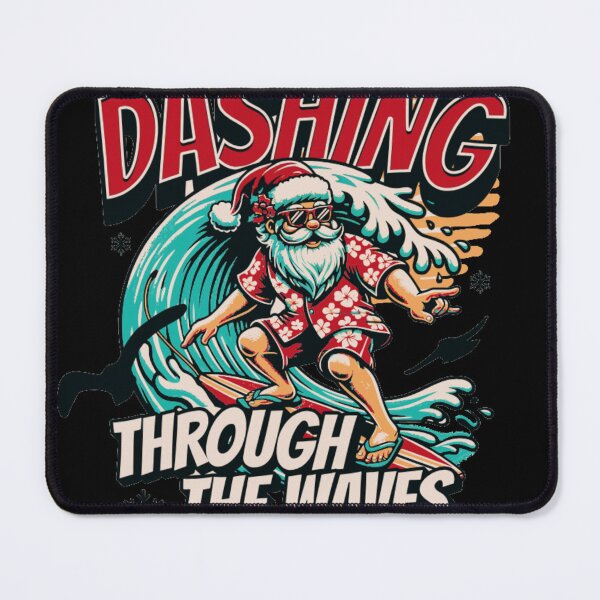 Item preview, DASHING THROUGH THE WAVES Surfing Santa Tropical Christmas Graphic Tee designed and sold by GenZFashion000.