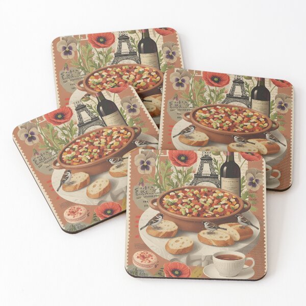 Item preview, Parisian ratatouille with wine, baguettes and vintage flowers designed and sold by CoffeeinBloom.