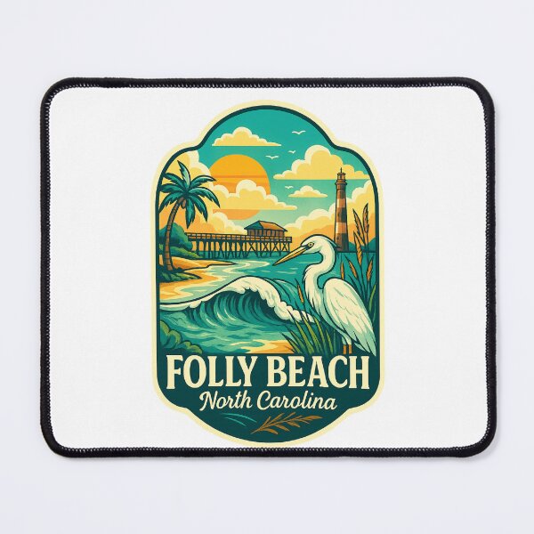 Item preview, Folly Beach North Carolina – Egret and Pier Coastal Scene designed and sold by Places On Earth.