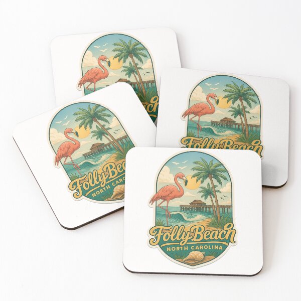 Item preview, Folly Beach North Carolina – Flamingo and Surfside Sunset designed and sold by Places On Earth.