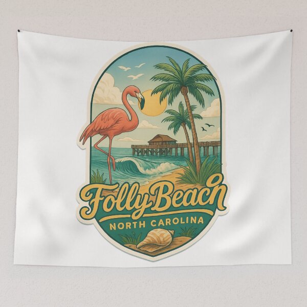 Item preview, Folly Beach North Carolina – Flamingo and Surfside Sunset designed and sold by Places On Earth.