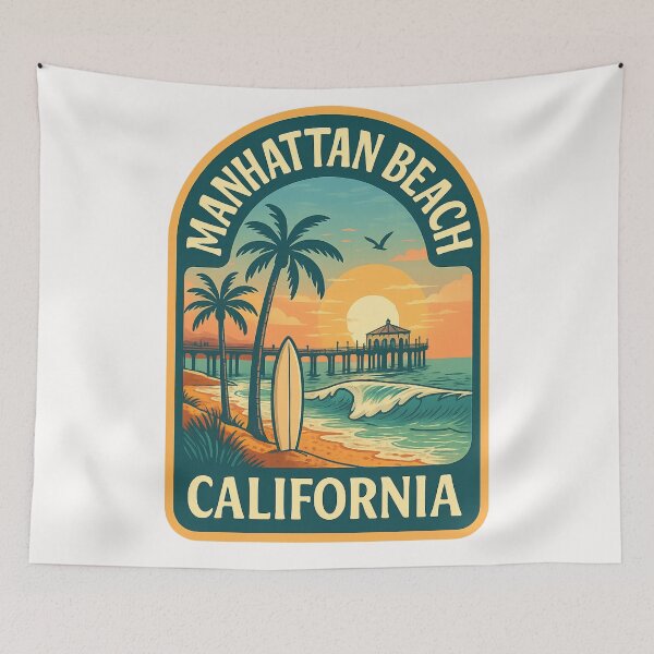 Item preview, Manhattan Beach California – Pier and Surf Sunset Scene designed and sold by Places On Earth.