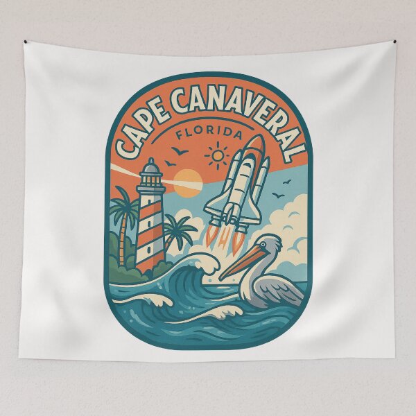 Item preview,  Cape Canaveral Launch and Coastal Wildlife Scene designed and sold by Places On Earth.