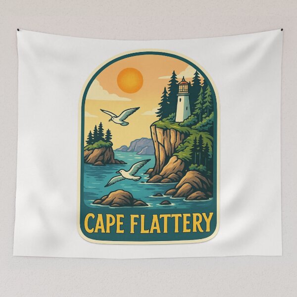 Item preview,  Dramatic Coastal Cliffs and Lighthouse at Cape Flattery designed and sold by Places On Earth.
