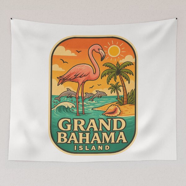 Item preview,  Sunset Flamingo & Dolphins, Grand Bahama Island designed and sold by Places On Earth.