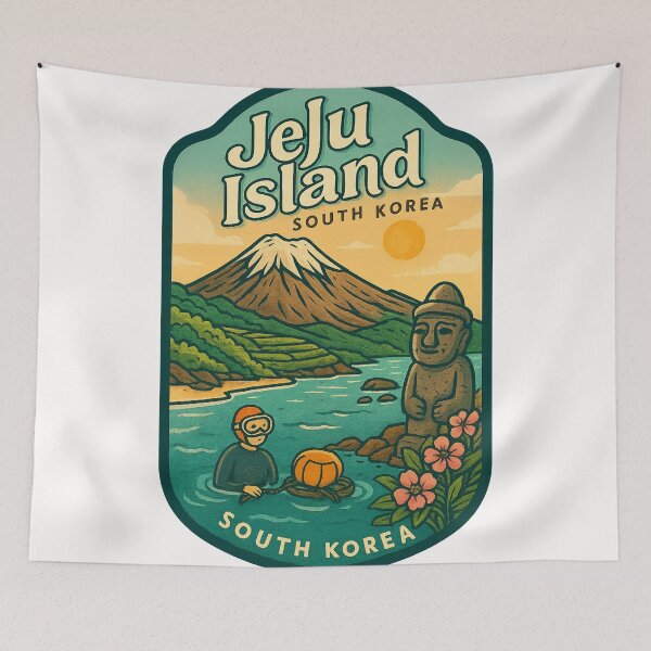 Item preview, Jeju Island, South Korea (with haenyeo and dol hareubang) designed and sold by Places On Earth.