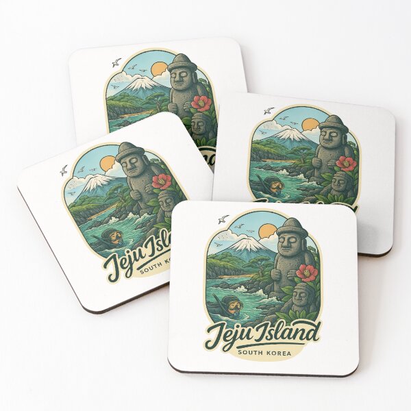 Item preview, Jeju Island, South Korea (with bold stone statues and diver) designed and sold by Places On Earth.