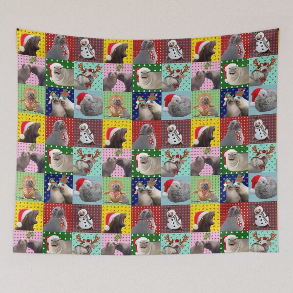 Item preview, Christmas pinniped patchwork designed and sold by GivernyKate.