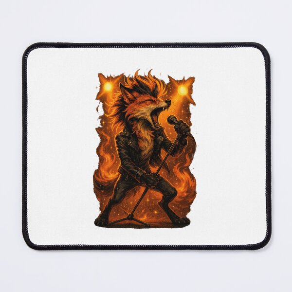 Item preview, Rockstar Fox on Fire | Fiery Singing Animal in Leather Jacket Design designed and sold by inkoutninja.