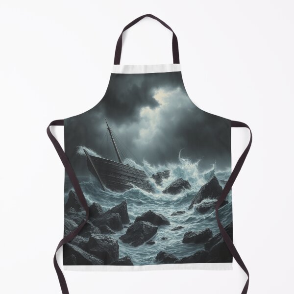 Item preview, Shipwreck in Stormy Sea - Dramatic Black & White Art designed and sold by EllDAV777.