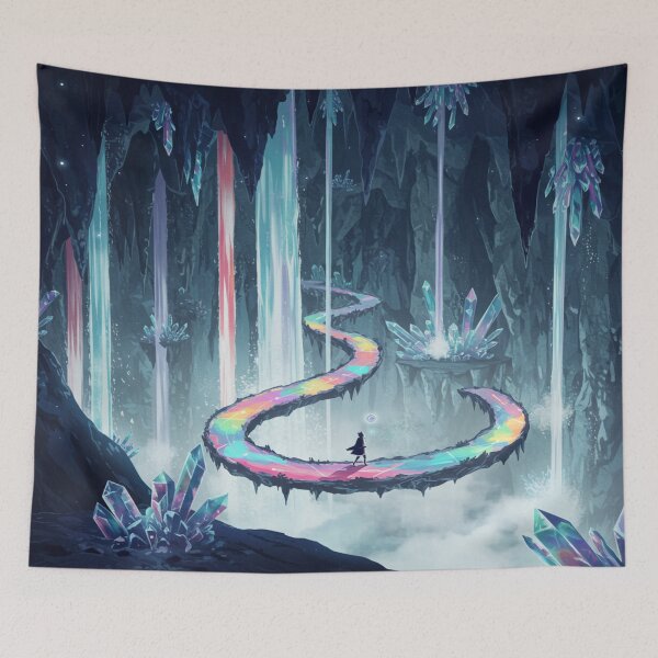 Item preview, The Lonely Traveler Spelunking through Rainbow Crystal Cavern designed and sold by dewaaliverse.