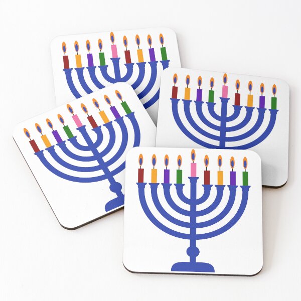 Item preview, Hanukah menorah with colorful candles  designed and sold by Rachel the Artist .