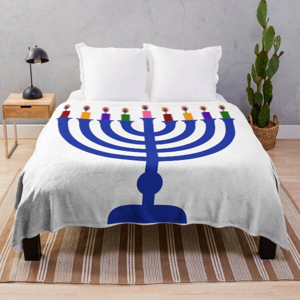 Item preview, Hanukah menorah with colorful candles  designed and sold by Rachel the Artist .