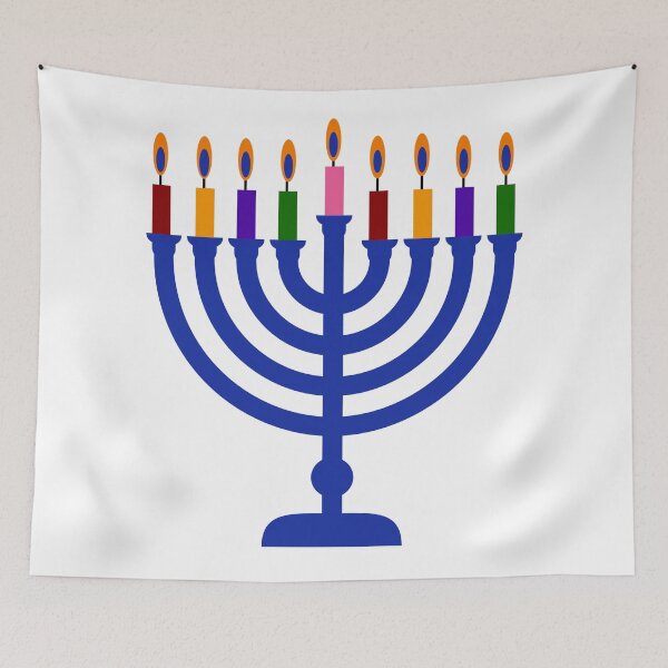 Item preview, Hanukah menorah with colorful candles  designed and sold by Rachel the Artist .