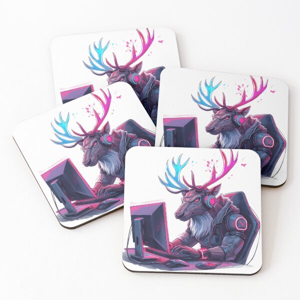 Item preview, Cyberpunk Gamer Reindeer — RGB Neon Mascot designed and sold by SoulenCify.