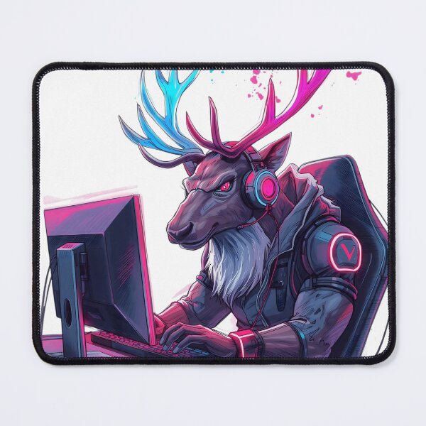 Item preview, Cyberpunk Gamer Reindeer — RGB Neon Mascot designed and sold by SoulenCify.