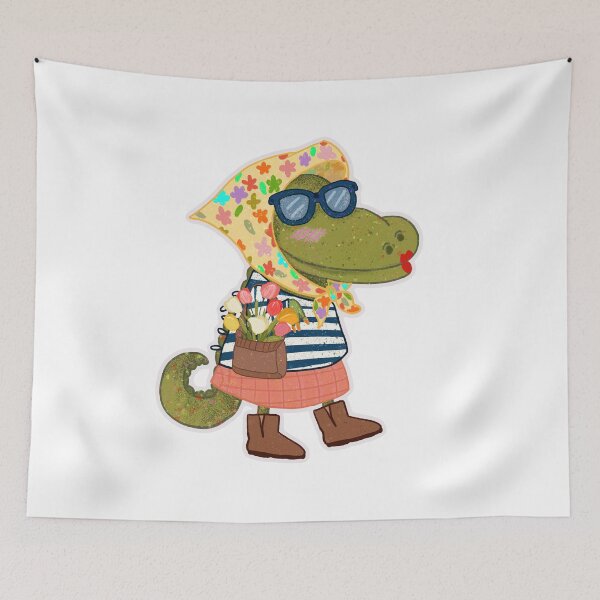 Item preview,  Floral Alligator Girl – Cute Fashion Crocodile Illustratio Floral Alligator Girl in Vintage Outfit – Cute Fashion Crocodile Illustration designed and sold by Dintheo.