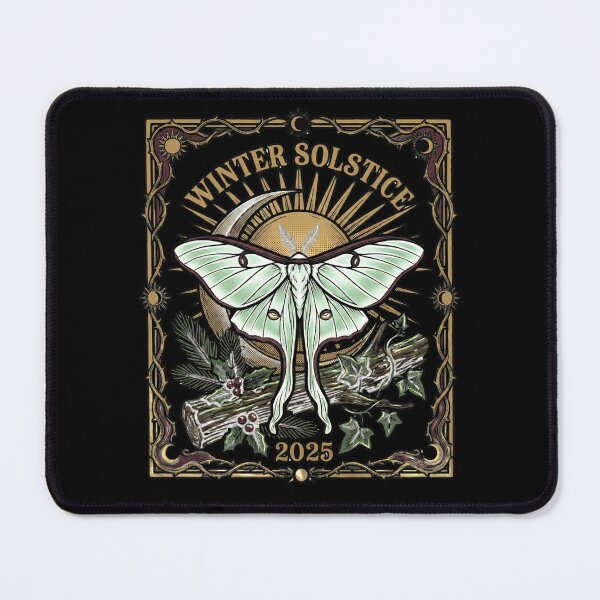 Item preview, Vintage Winter Solstice 2025 Illustration with Luna Moth and Yule Log designed and sold by TheHenbury.