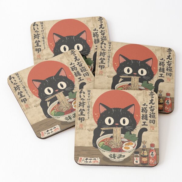 Aperçu de l'œuvre Kuro Neko Ramen Courir Kawaii créée et vendue par peyannaa.