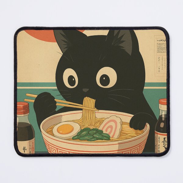 Item preview, Kawaii Kuro Neko Ramen Run designed and sold by peyannaa.