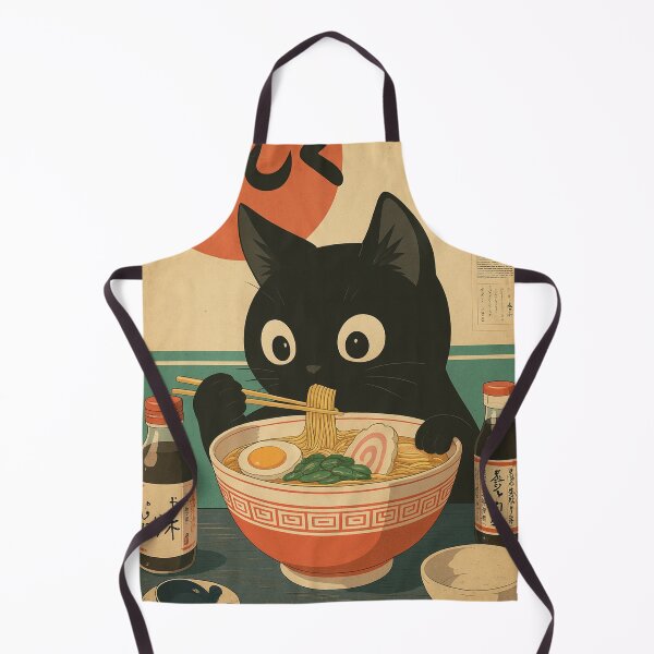 Aperçu de l'œuvre Course de ramen Kawaii Kuro Neko créée et vendue par peyannaa.