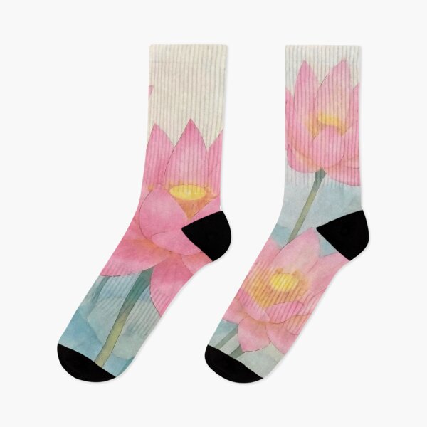 Item preview, Lotus Flowers Watercolor Painting on Textured Paper – Soft Botanical Floral Art designed and sold by Vivid Studio.