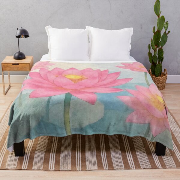 Item preview, Lotus Flowers Watercolor Painting on Textured Paper – Soft Botanical Floral Art designed and sold by Vivid Studio.