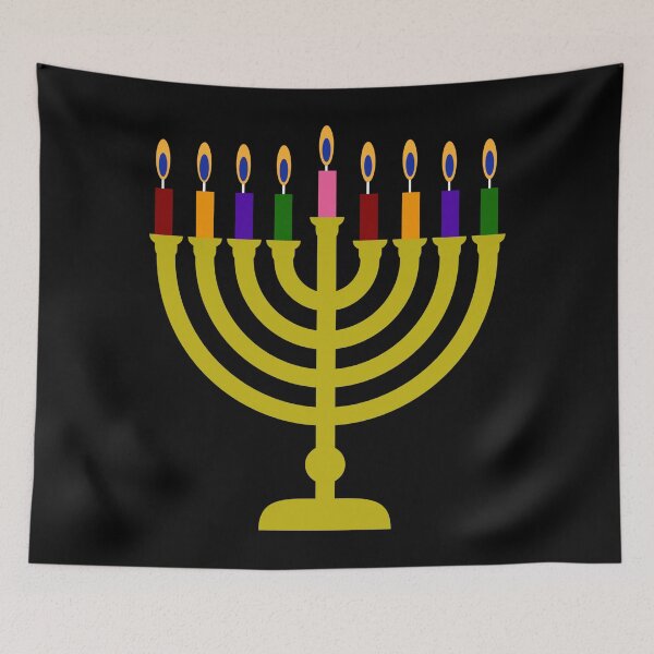 Item preview, Hanukah menorah with colorful candles  designed and sold by Rachel the Artist .