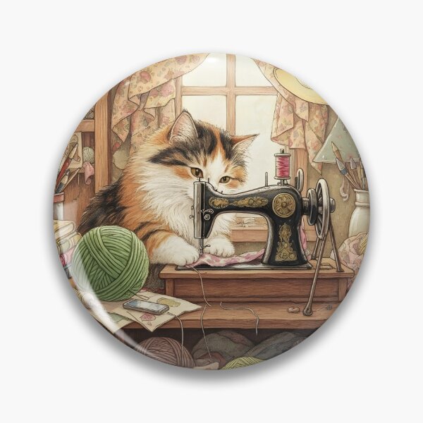 Item preview, Easily Distracted By Cats And Sewing - A Cat Sewing designed and sold by Wiss2Arts.