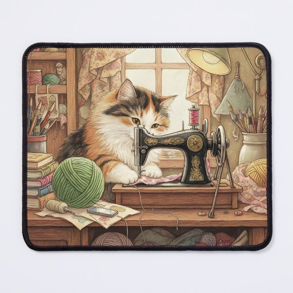 Item preview, Easily Distracted By Cats And Sewing - A Cat Sewing designed and sold by Wiss2Arts.