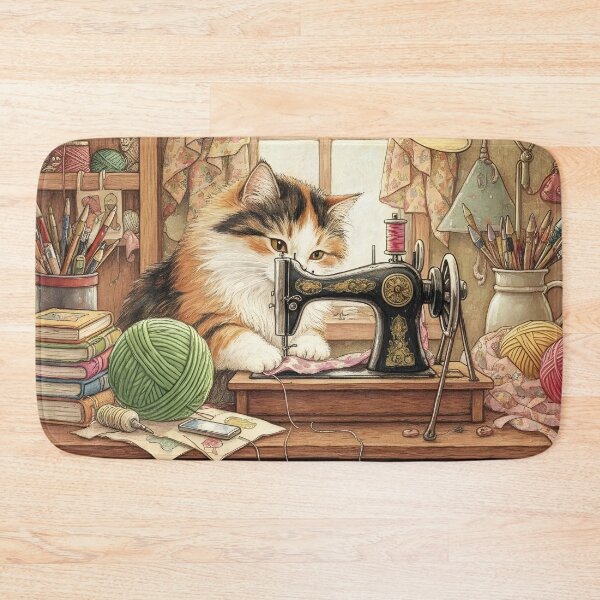 Item preview, Easily Distracted By Cats And Sewing - A Cat Sewing designed and sold by Wiss2Arts.
