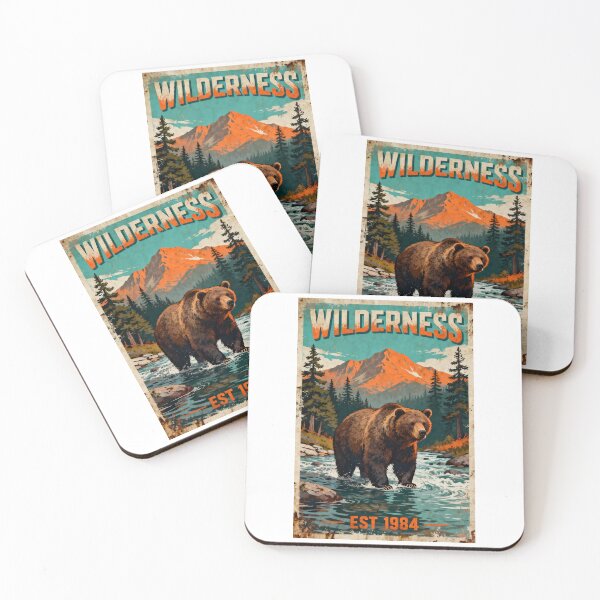 Item preview, Vintage Wilderness National Park Poster - Retro Bear Art designed and sold by ThePromptStudio.