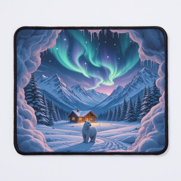 Item preview, Arctic Night Magic – Polar Bear & Aurora Winter Landscape designed and sold by PixelVibe782.