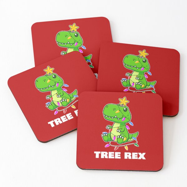 Item preview, Funny Tree Rex T-Rex Dinosaur wearing Christmas lights & star (on dark colors) designed and sold by messy-nessie.