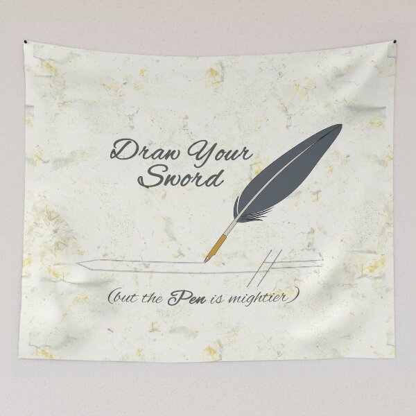 Item preview, Draw Your Sword (but the Pen is mightier) designed and sold by Smiling Moon.