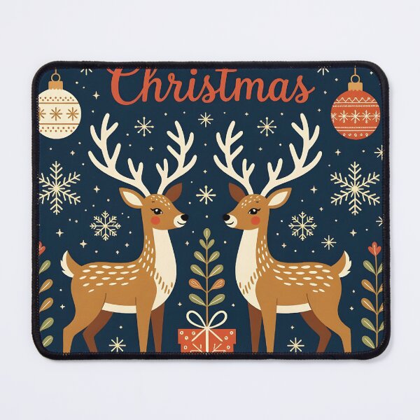 Item preview, Christmas art featuring elegant reindeer, snowflakes, and botanical ornaments designed and sold by Ponted.