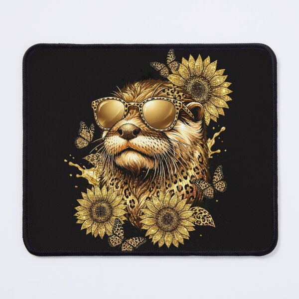 Item preview, Glam Otter Sunflower Safari - Gold Glitter Leopard Print designed and sold by AwesomeBeyondLimits.