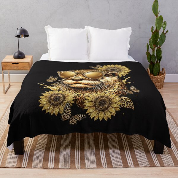 Item preview, Glam Otter Sunflower Safari - Gold Glitter Leopard Print designed and sold by AwesomeBeyondLimits.
