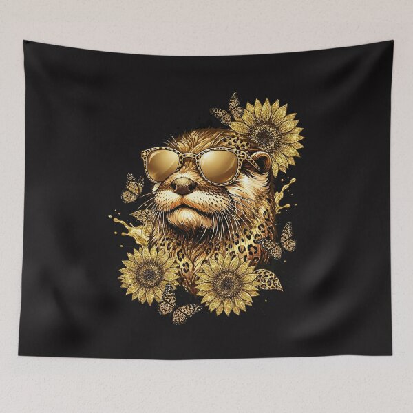 Item preview, Glam Otter Sunflower Safari - Gold Glitter Leopard Print designed and sold by AwesomeBeyondLimits.