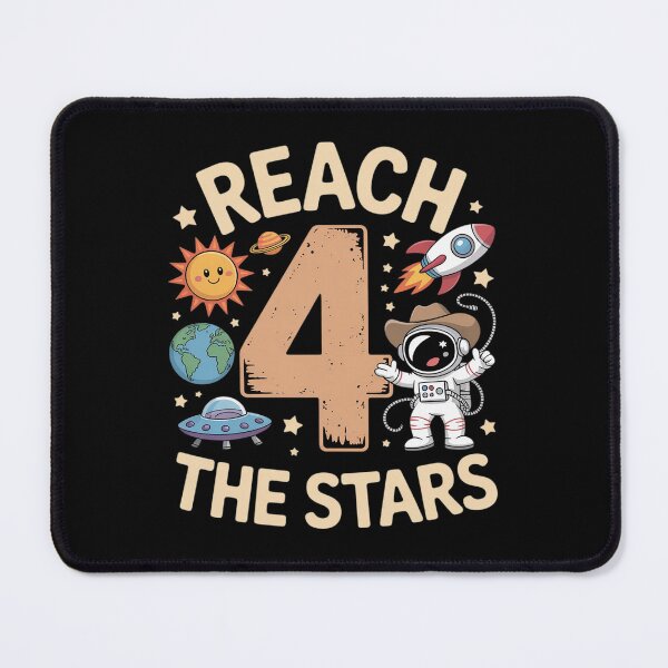 Item preview, Reaching Four The Stars 4th Birthday Astronaut Cowboy 4 Year designed and sold by BubblePancake.