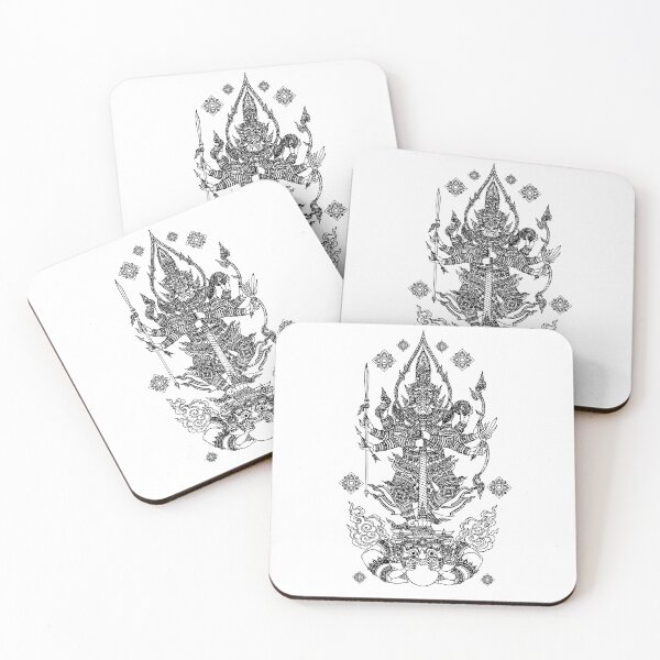 Item preview, Thai Mythical Guardian Line Art | Ancient Ink Illustration designed and sold by Bspaces.